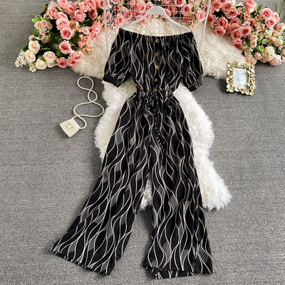 Salopetă lungă de damă cu umerii goi