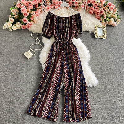 Salopetă lungă de damă cu umerii goi