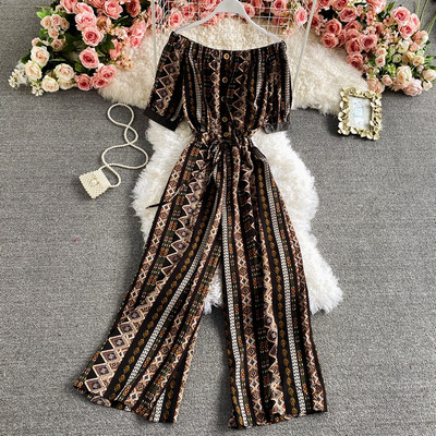 Salopetă lungă de damă cu umerii goi