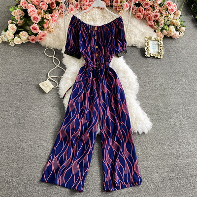 Salopetă lungă de damă cu umerii goi