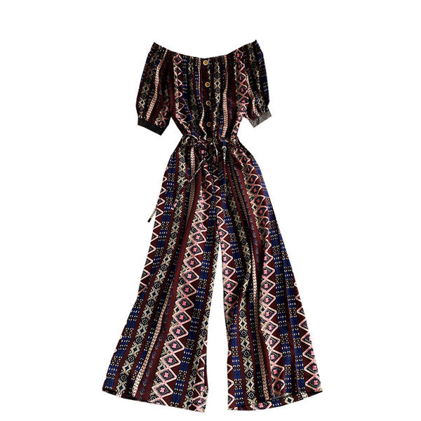 Salopetă lungă de damă cu umerii goi