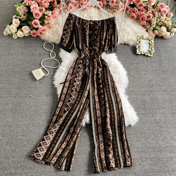 Salopetă lungă de damă cu umerii goi