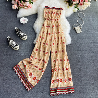 Salopeta de dama colorata cu umerii goi - model drept