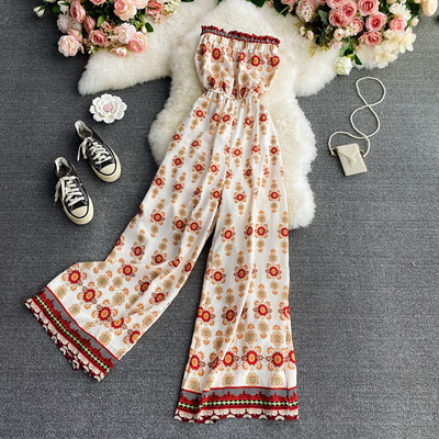 Salopeta de dama colorata cu umerii goi - model drept