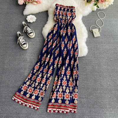 Salopeta de dama colorata cu umerii goi - model drept