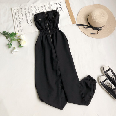 Γυναικεία ολόσωμη φόρμα με φερμουάρ και ελαστική μέση