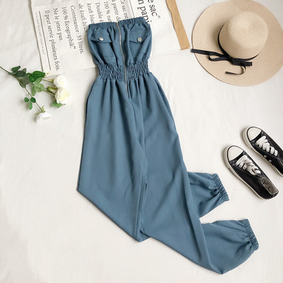 Γυναικεία ολόσωμη φόρμα με φερμουάρ και ελαστική μέση