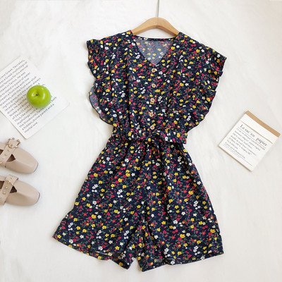 Ženski moderni kombinezon sa cvjetnim uzorkom i remenom