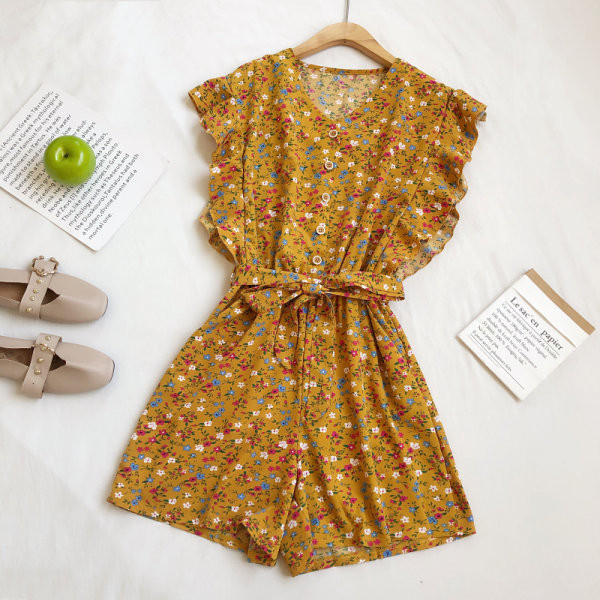 Ženski moderni kombinezon sa cvjetnim uzorkom i remenom