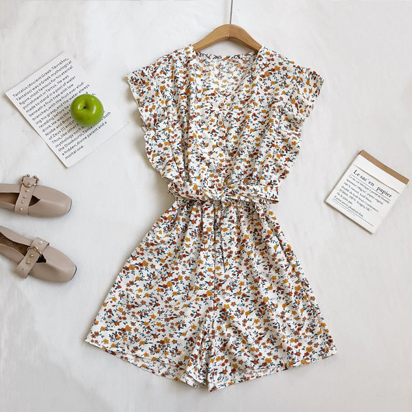 Ženski moderni kombinezon sa cvjetnim uzorkom i remenom