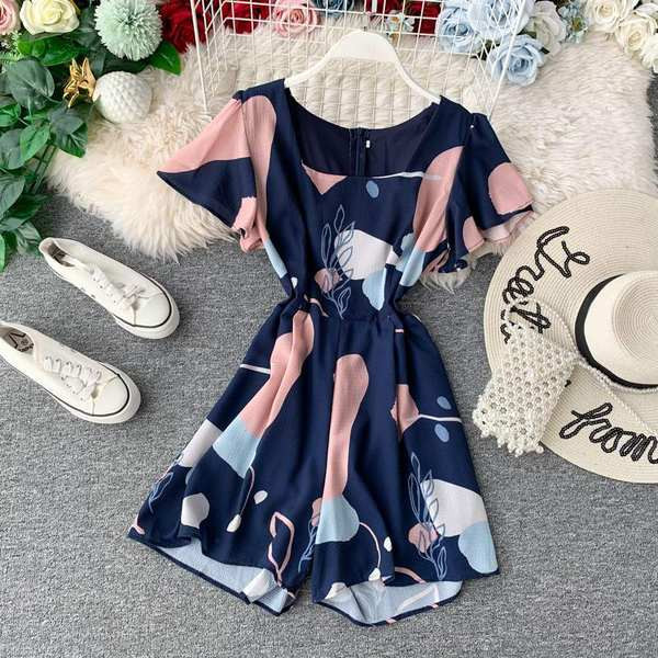 Salopetă casual damă cu mâneci scurte - două culori