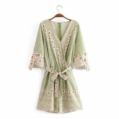 Salopetă largă de vară cu model floral