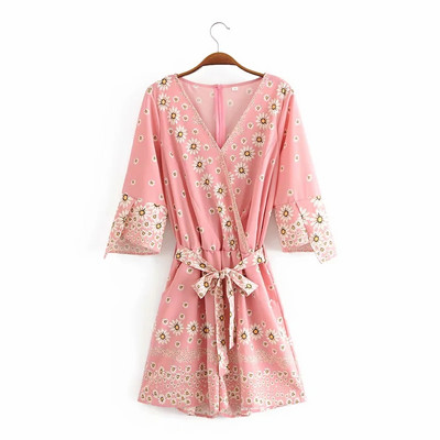 Salopetă largă de vară cu model floral