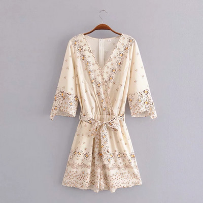 Salopetă largă de vară cu model floral