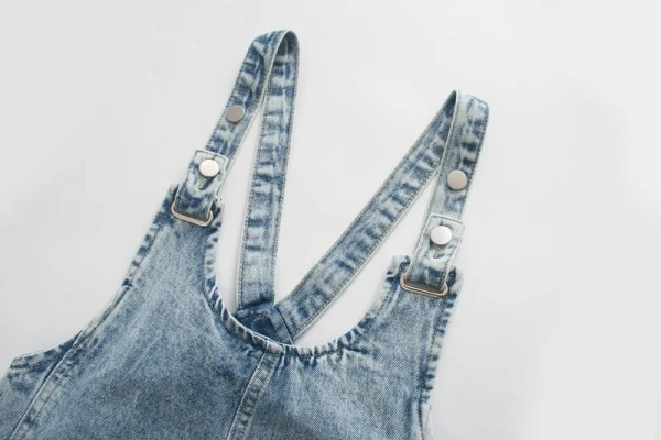 Salopeta lunga din denim cu buzunare