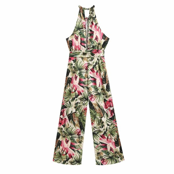 Salopetă lungă modernă cu model floral