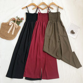 Ženski casual kombinezon s tankim naramenicama i širokim nogavicama