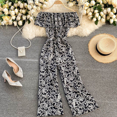 Γυναικεία χρωματιστή ολόσωμη φόρμα με γυμνούς ώμους - κατάλληλη για το καλοκαίρι