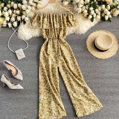 Γυναικεία χρωματιστή ολόσωμη φόρμα με γυμνούς ώμους - κατάλληλη για το καλοκαίρι