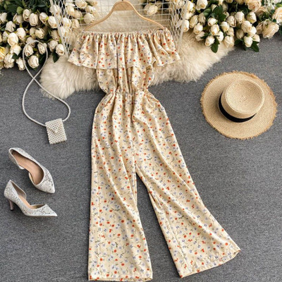 Γυναικεία χρωματιστή ολόσωμη φόρμα με γυμνούς ώμους - κατάλληλη για το καλοκαίρι