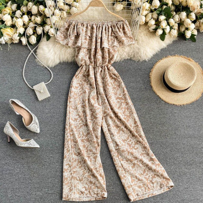 Γυναικεία χρωματιστή ολόσωμη φόρμα με γυμνούς ώμους - κατάλληλη για το καλοκαίρι