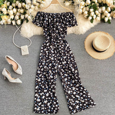 Γυναικεία χρωματιστή ολόσωμη φόρμα με γυμνούς ώμους - κατάλληλη για το καλοκαίρι