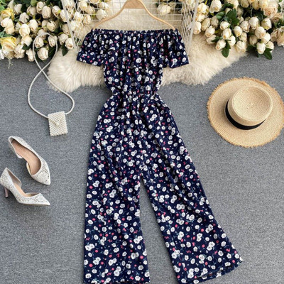 Γυναικεία χρωματιστή ολόσωμη φόρμα με γυμνούς ώμους - κατάλληλη για το καλοκαίρι