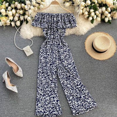 Γυναικεία χρωματιστή ολόσωμη φόρμα με γυμνούς ώμους - κατάλληλη για το καλοκαίρι