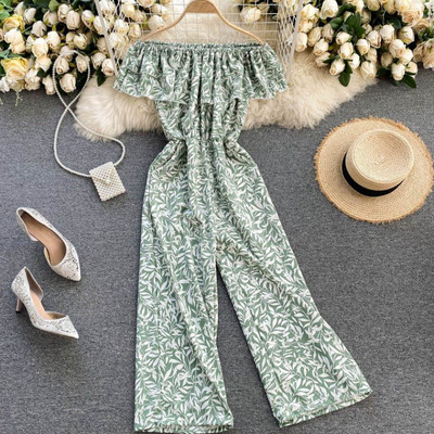 Γυναικεία χρωματιστή ολόσωμη φόρμα με γυμνούς ώμους - κατάλληλη για το καλοκαίρι