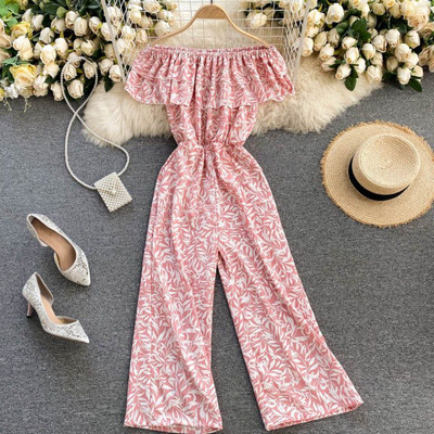 Γυναικεία χρωματιστή ολόσωμη φόρμα με γυμνούς ώμους - κατάλληλη για το καλοκαίρι