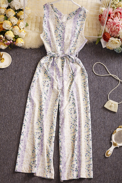 Salopeta lunga de dama cu nasturi si model floral