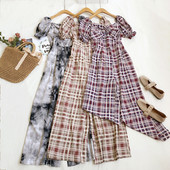 Salopeta dama in carouri cu maneci scurte in mai multe culori