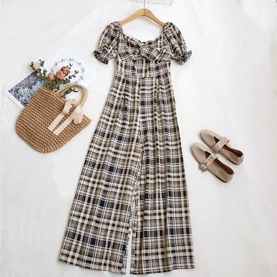 Salopeta dama in carouri cu maneci scurte in mai multe culori