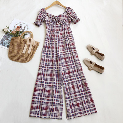 Salopeta dama in carouri cu maneci scurte in mai multe culori