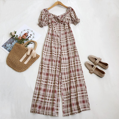 Salopeta dama in carouri cu maneci scurte in mai multe culori