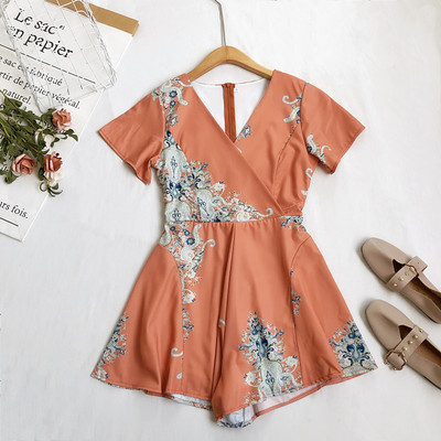 Salopetă casual de damă cu fermoar și decolteu spitz