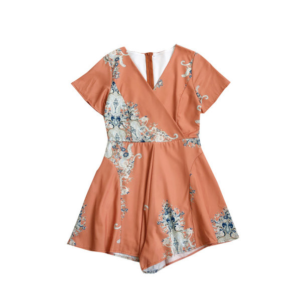 Salopetă casual de damă cu fermoar și decolteu spitz