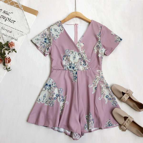 Salopetă casual de damă cu fermoar și decolteu spitz