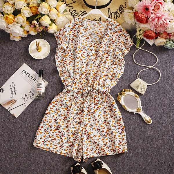 Salopeta scurta de dama cu model floral si curea