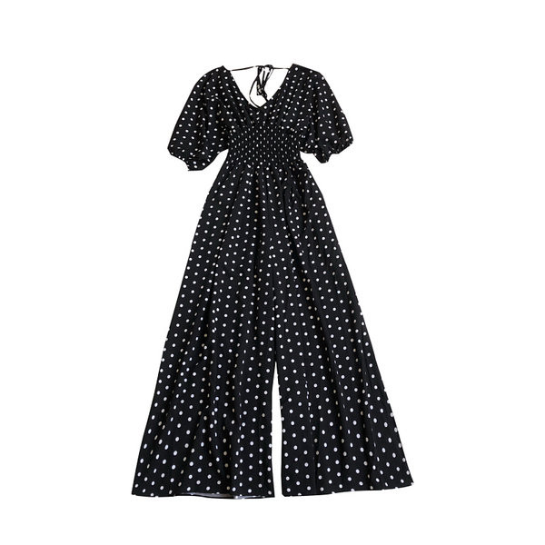 Γυναικεία αθλητική ολόσωμη  φόρμα πουά με ντεκολτέ 