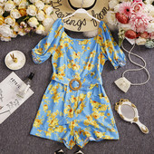 Salopeta scurta de dama cu centura in talie