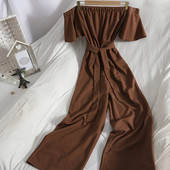 Salopetă lungă de damă cu mâneci scurte