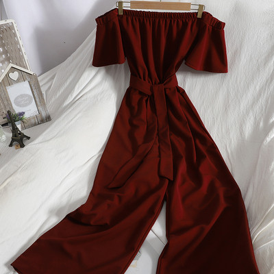 Salopetă lungă de damă cu mâneci scurte