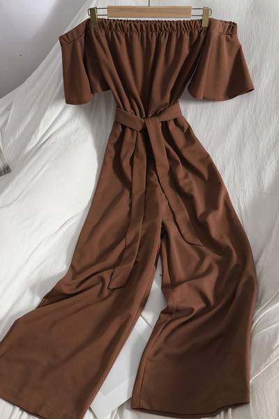 Salopetă lungă de damă cu mâneci scurte