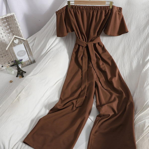 Salopetă lungă de damă cu mâneci scurte