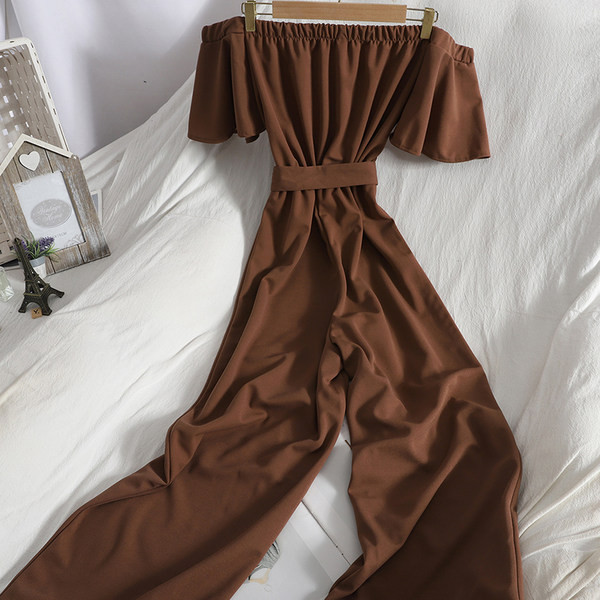 Salopetă lungă de damă cu mâneci scurte