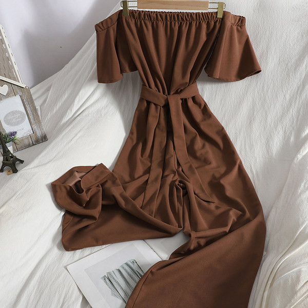 Salopetă lungă de damă cu mâneci scurte