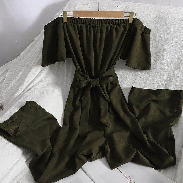 Salopetă lungă de damă cu mâneci scurte