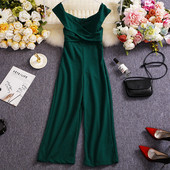 Salopetă lungă de damă cu decolteu oval