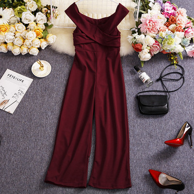 Salopetă lungă de damă cu decolteu oval